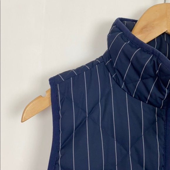 J.Crew S Puffer Vest Stripes Pinstripe Navy White - Picture 7 of 15